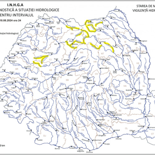 Avertizare cod galben de inundații în mai multe județe din România