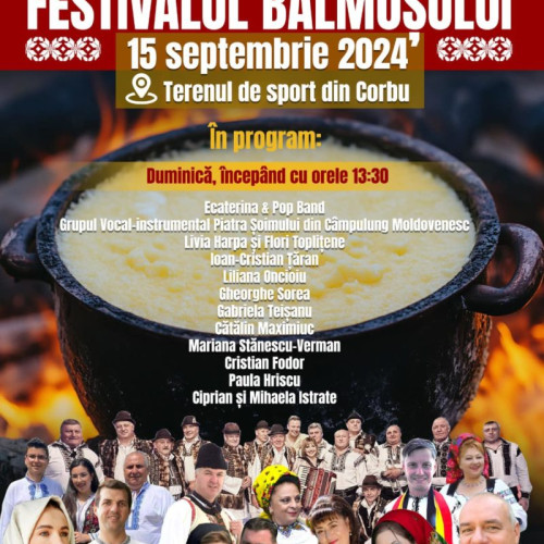 Festivalul Balmoșului se desfășoară pe 15 septembrie la Corbu