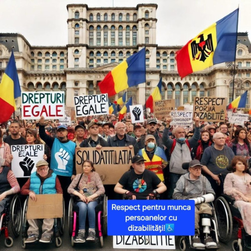 Protest al persoanelor cu dizabilități în fața Guvernului României