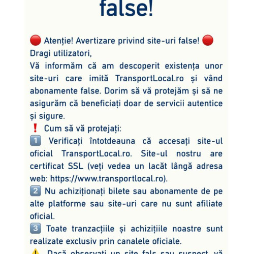 Alertă privind un site fals de transport în Târgu Mureș