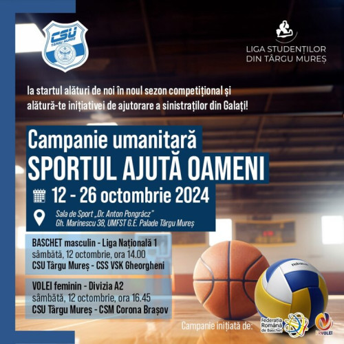 Spectacol sportiv la Târgu Mureș pentru ajutorarea sinistraților din Galați