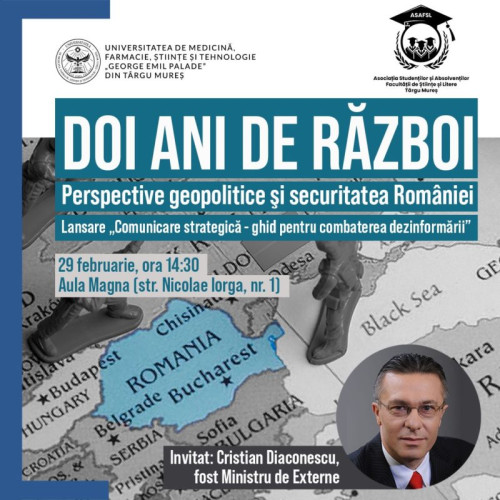 Cristian Diaconescu, invitat special la conferința despre securitatea României la UMFST Tg.Mureș