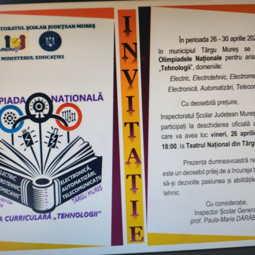 Târgu Mureș găzduiește Olimpiada Națională "Tehnologii" pentru elevii de liceu