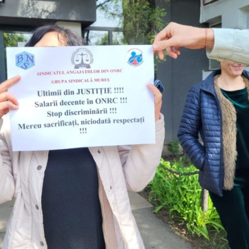 Angajații Registrului Comerțului Mureș au protestat pentru salarii mai mari