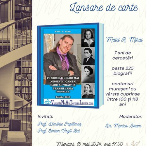 Biografia celor mai longevivi transilvăneni într-o carte documentară lansată la Tg.Mureș de Biblioteca Județeană Mureș