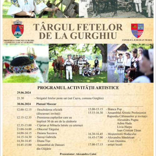 Evenimentul tradițional &quot;Târgul Fetelor de la Gurghiu&quot; are loc astăzi în județul Mureș